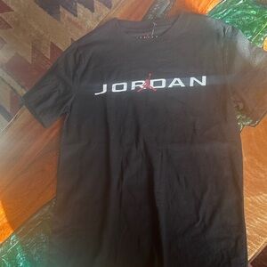 Jordan Black Tee with White Logo and Red Jumpman